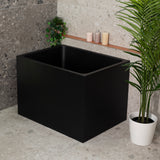Hicube Multifit 1000mm Japanese Soaking Freestanding Bath with Seat, Matte Black