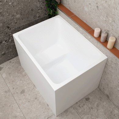 Hicube Multifit 1000mm Japanese Soaking Freestanding Bath with Seat, Matte White