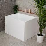 Hicube Multifit 1000mm Japanese Soaking Freestanding Bath with Seat, Matte White