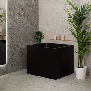Hicube Multifit 900mm Japanese Soaking Freestanding Bath with Seat, Matte Black
