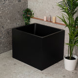Hicube Multifit 900mm Japanese Soaking Freestanding Bath with Seat, Matte Black