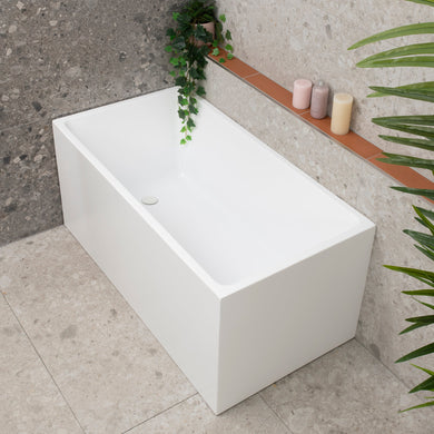 Cubix 1300mm Square Multifit Freestanding Bath, Gloss White