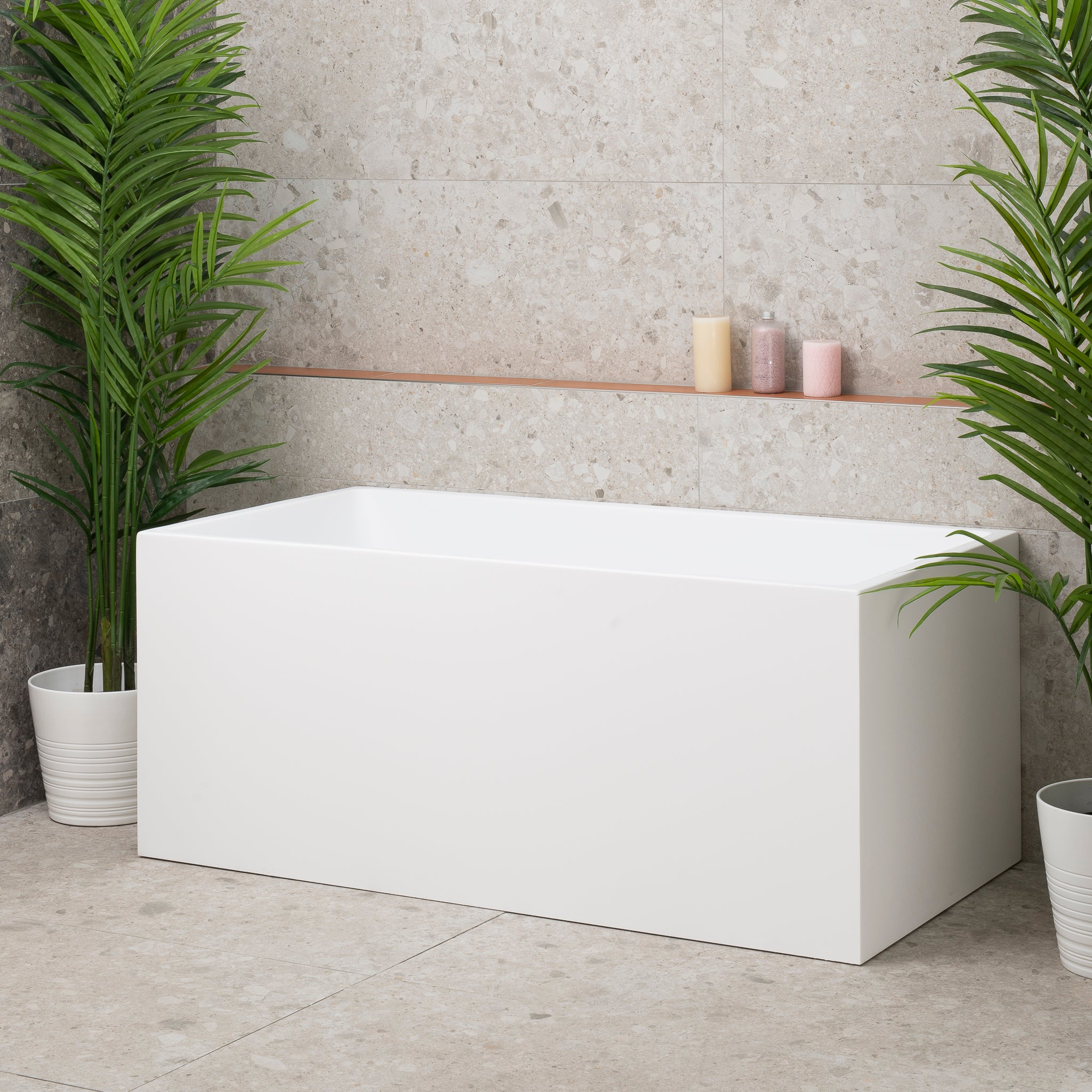 Cubix 1400mm Square Multifit Freestanding Bath, Matte White