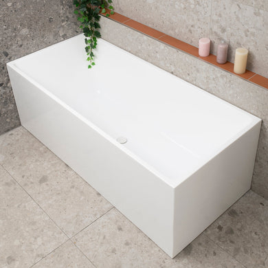 Cubix Square 1700mm Multifit Freestanding Bath, Gloss White