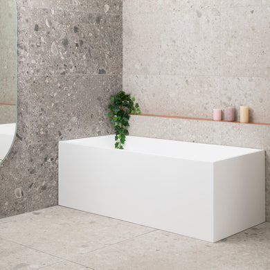 Cubix Square 1700mm Multifit Freestanding Bath, Matte White