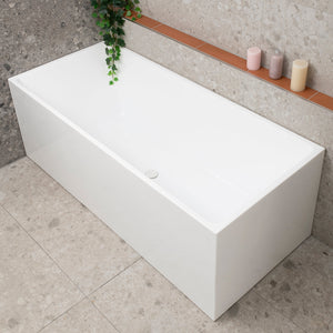 Cubix Square 1700mm Multifit Freestanding Bath, Matte White