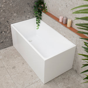 Cubix Square 1300mm Multifit Freestanding Bath, Gloss White