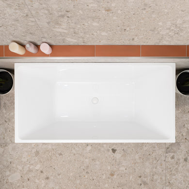 Cubix Square 1500mm Multifit Freestanding Bath, Gloss White