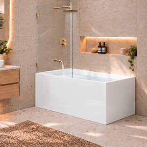 Cubix Square 1500mm Multifit Freestanding Bath, Gloss White