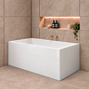 Cubix Square 1500mm Multifit Freestanding Bath, Gloss White