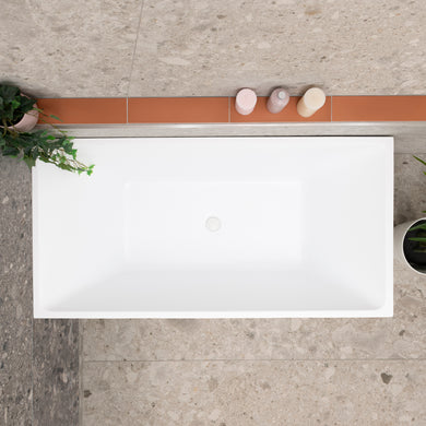 Cubix Square 1500mm Multifit Freestanding Bath, Matte White