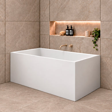 Cubix Square 1500mm Multifit Freestanding Bath, Matte White