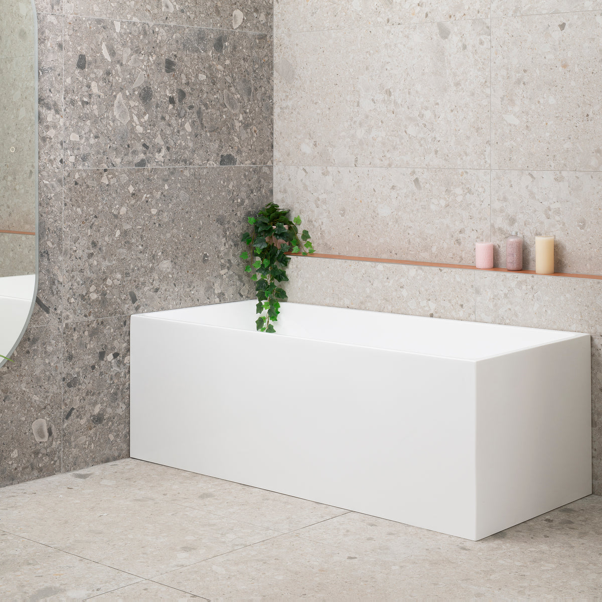 Cubix Square 1700mm Multifit Freestanding Bath, Gloss White