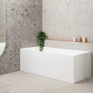 Cubix Square 1700mm Multifit Freestanding Bath, Matte White
