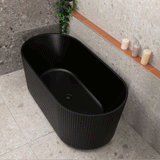 Brighton Groove 1500mm Fluted Oval Freestanding Bath, Matte Black *Clearance Stock*