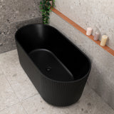 Brighton Groove 1500mm Fluted Oval Freestanding Bath, Matte Black *Clearance Stock*