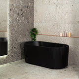 Brighton Groove 1500mm Fluted Oval Freestanding Bath, Matte Black *Clearance Stock*