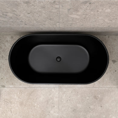 Brighton Groove 1500mm Fluted Oval Freestanding Bath, Matte Black *Clearance Stock*