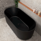 Brighton Groove 1700mm Fluted Oval Freestanding Bath, Matte Black *Clearance Stock*