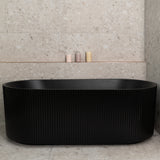 Brighton Groove 1700mm Fluted Oval Freestanding Bath, Matte Black *Clearance Stock*