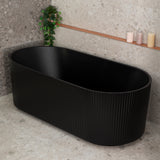 Brighton Groove 1700mm Fluted Oval Freestanding Bath, Matte Black *Clearance Stock*