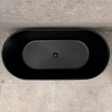 Brighton Groove 1700mm Fluted Oval Freestanding Bath, Matte Black *Clearance Stock*