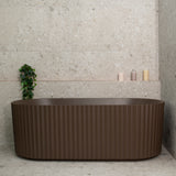 Agora Groove 1700mm off the wall bathtub in matte chocolate brown, front view