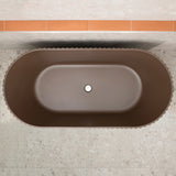 Agora Groove 1700mm off the wall bathtub in matte chocolate brown, top view