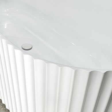 Agora Groove 1700mm Fluted Oval Freestanding Bath, Matte White