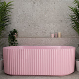 Agora Groove 1700mm off the wall bathtub in matte pink, front view