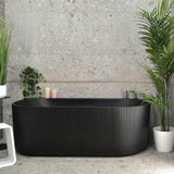Brighton Groove 1500mm Fluted Oval Freestanding Back to Wall Bath, Matte Black *Clearance Stock*