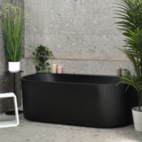 Brighton Groove 1500mm Fluted Oval Freestanding Back to Wall Bath, Matte Black *Clearance Stock*