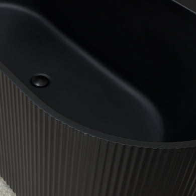 Brighton Groove 1700mm Fluted Oval Freestanding Back to Wall Bath, Matte Black