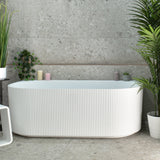 Brighton Groove 1700mm Fluted Oval Freestanding Back to Wall Bath, Matte White