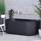 Agora Groove 1700mm back to wall bathtub in matte black, angled sid view