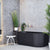 Agora Groove 1500mm Fluted Oval Freestanding Back to Wall Bath, Matte Black