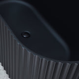 Agora Groove 1700mm back to wall bathtub in matte black, top down detailed view