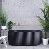 Agora Groove 1500mm Fluted Oval Freestanding Back to Wall Bath, Matte Black *Clearance Stock*