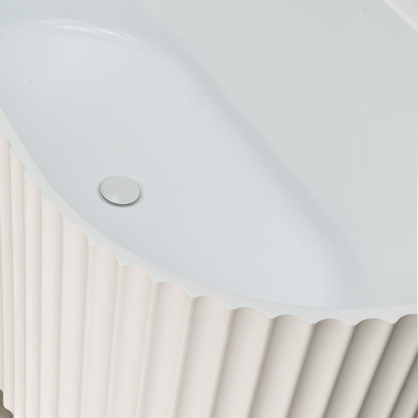 Agora Groove 1700mm Fluted Oval Freestanding Back to Wall Bath, Gloss White
