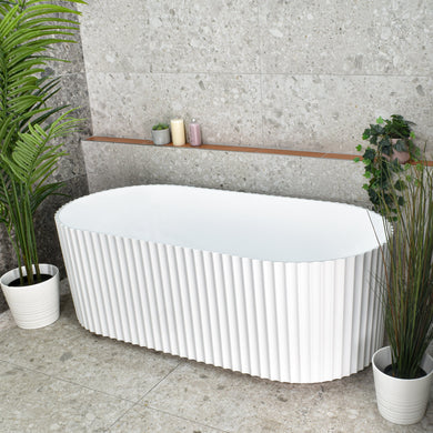 Agora Groove 1700mm off the wall bathtub in gloss white, top down view