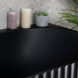 Agora Groove 1500mm back to wall bathtub in matte black, detailed view