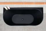 Agora Groove 1500mm Fluted Oval Freestanding Back to Wall Bath, Matte Black *Clearance Stock*