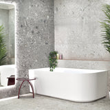 Brighton Groove 1500mm Fluted Left Corner Freestanding Bath, Gloss White