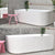 Brighton Groove 1700mm Fluted Right Corner Freestanding Bath, Matte White