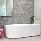Brighton Groove 1500mm Fluted Right Corner Freestanding Bath, Gloss White
