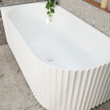 Agora Groove 1700mm left corner bathtub in gloss white, top down view