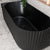 Agora Groove 1500mm Fluted Left Corner Freestanding Bath, Matte Black