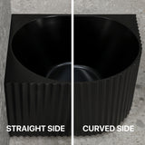 Comparison of the Agora Groove corner bathtub curved side and straight side in matte black