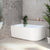 Agora Groove 1500mm Fluted Left Corner Freestanding Bath, Matte White