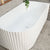 Agora Groove 1500mm Fluted Right Corner Freestanding Bath, Gloss White